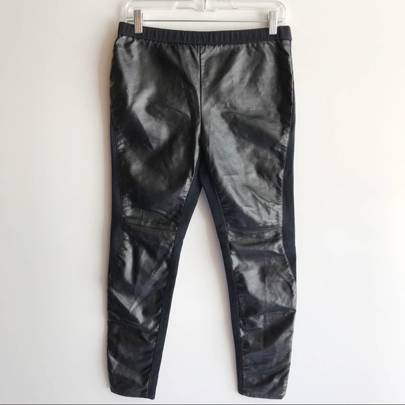 Trouve Faux Leather Front Panel Leggings Black Sml - Picture 3 of 16
